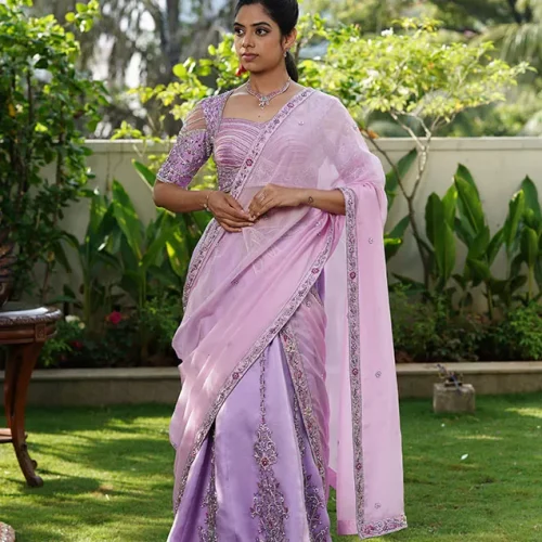 traditional-01 Lavender Blossom Designer Saree